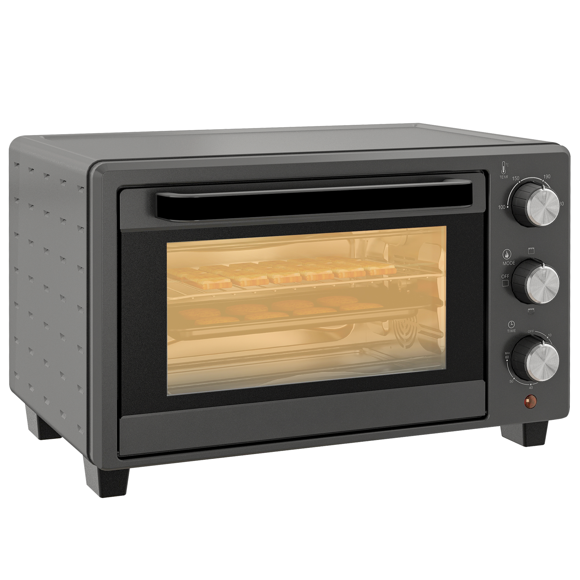 Homcom Mini Oven 21l Electric Grill W/ Adjustable Temp Timer 1400w, Grey