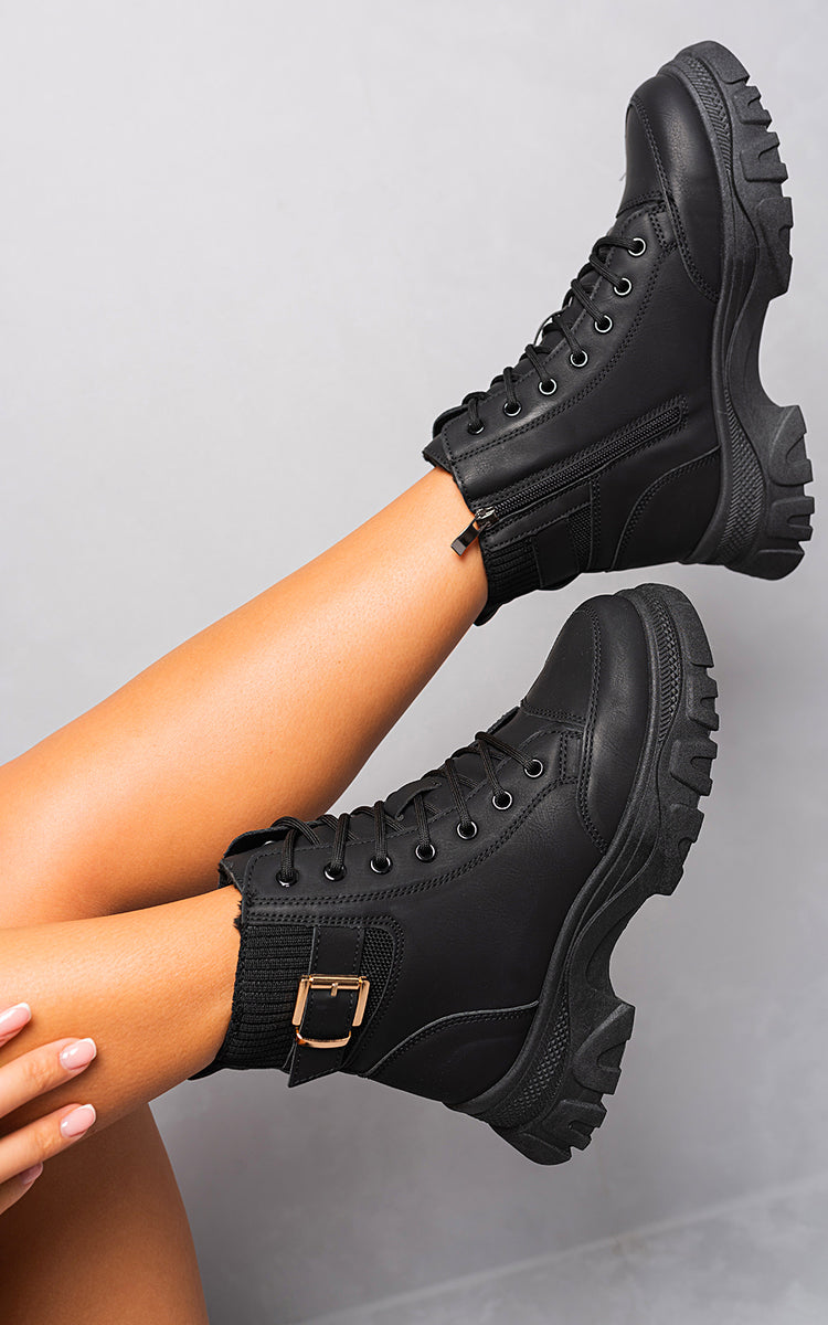 Chunky Lace Up Platform Ankle Boots - Picture 8 of 8