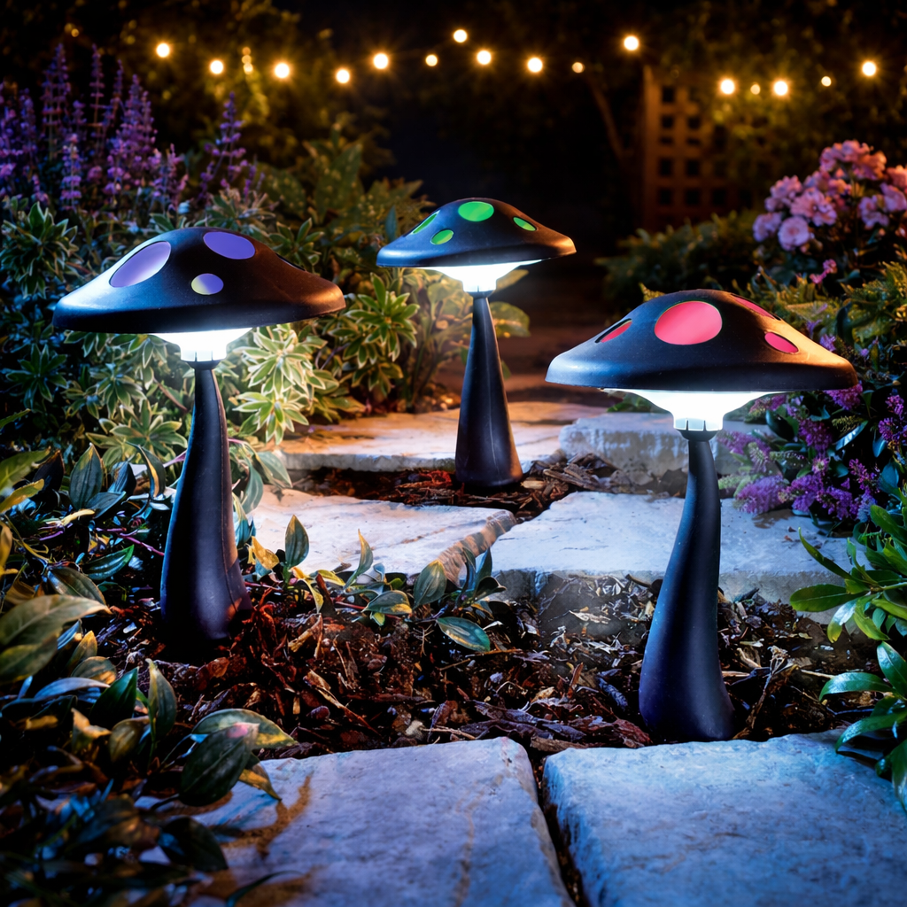 Avilo - Solar Powered Mushroom Stake Light - 40cm - Black - Image 2