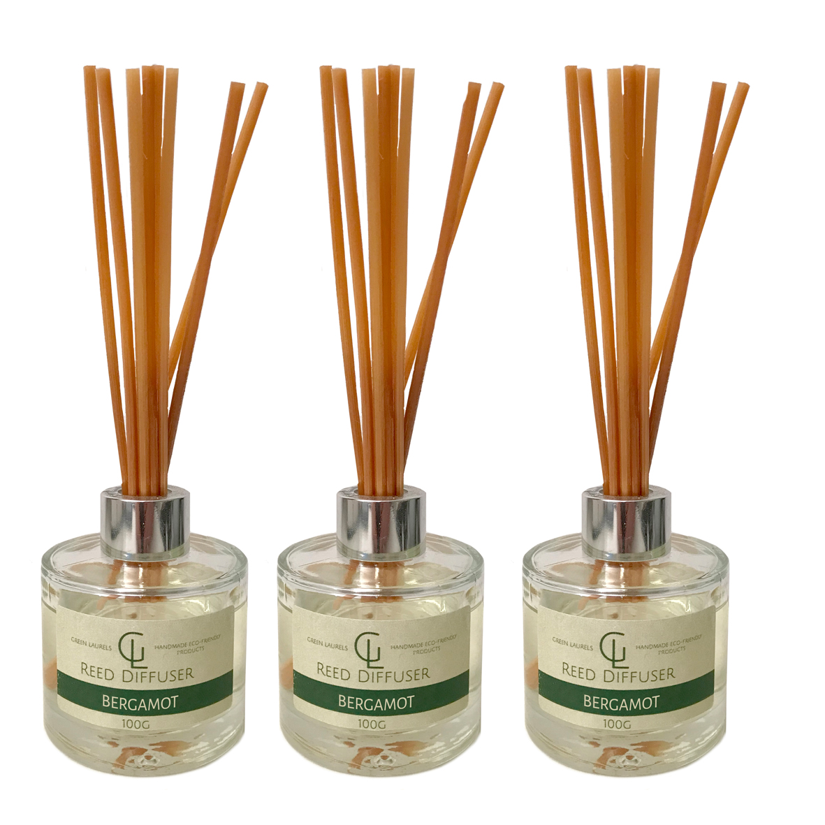 Green Laurels Bergamot Oil Based Reed Diffuser 100ml - Pack of 3