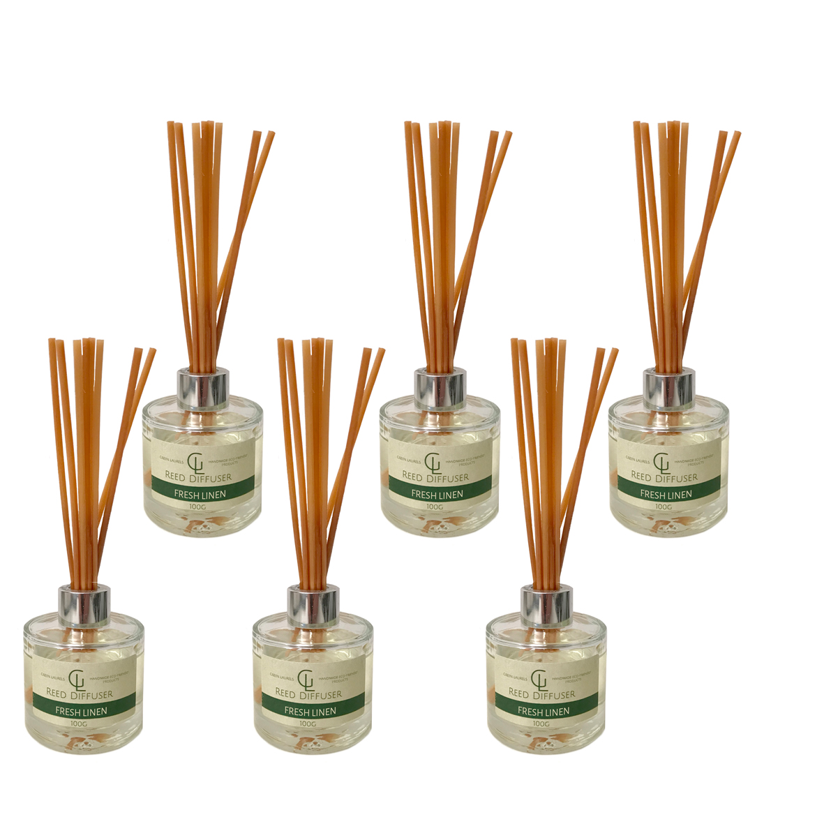 Green Laurels Reed Diffuser Oil Based 100ml Fresh Linen Pack of 6