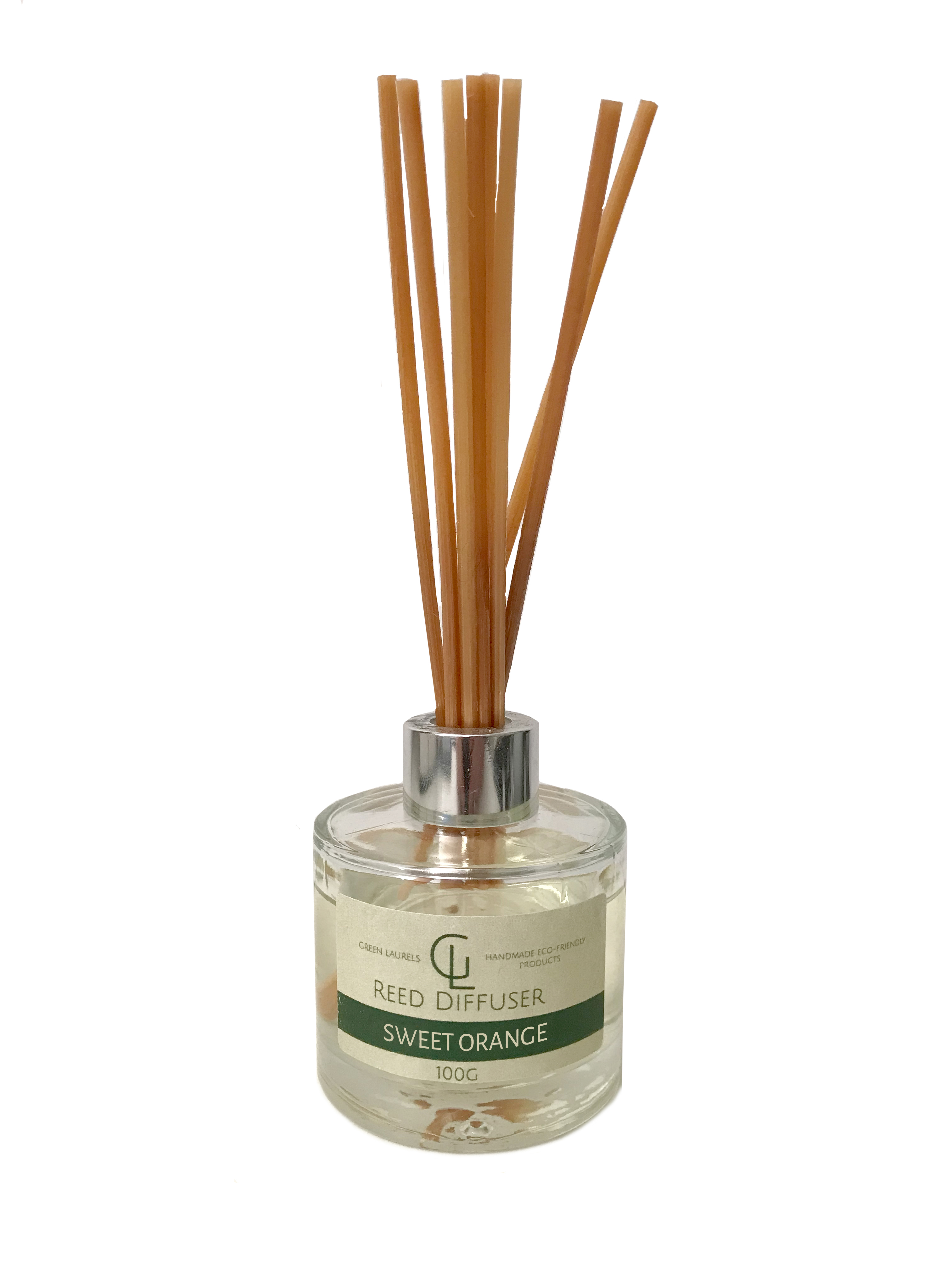 Green Laurels Sweet Orange Reed Diffuser Oil 100ml - Handmade in Surrey