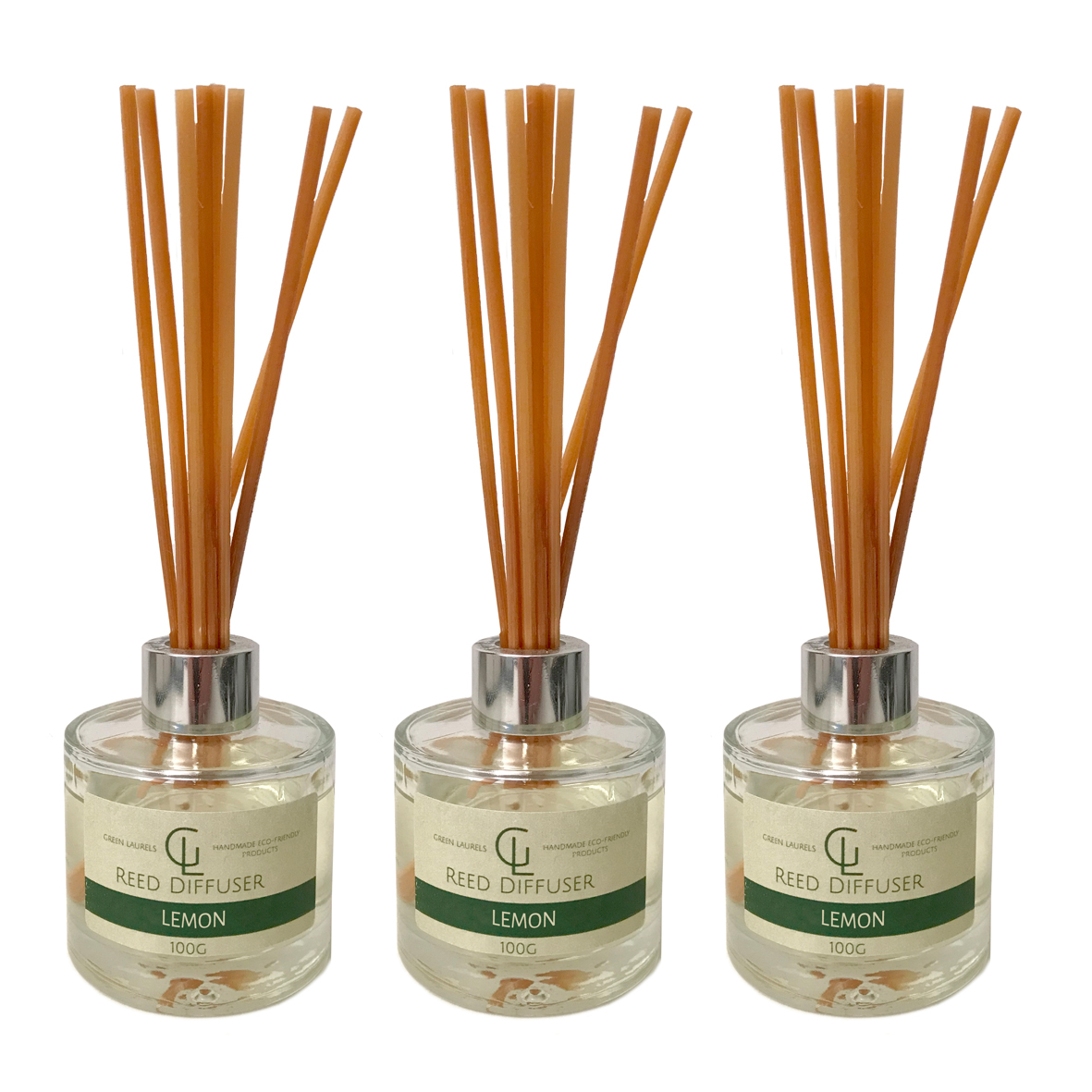 Green Laurels Oil Based Reed Diffuser 100ml Lemon - Pack of 3