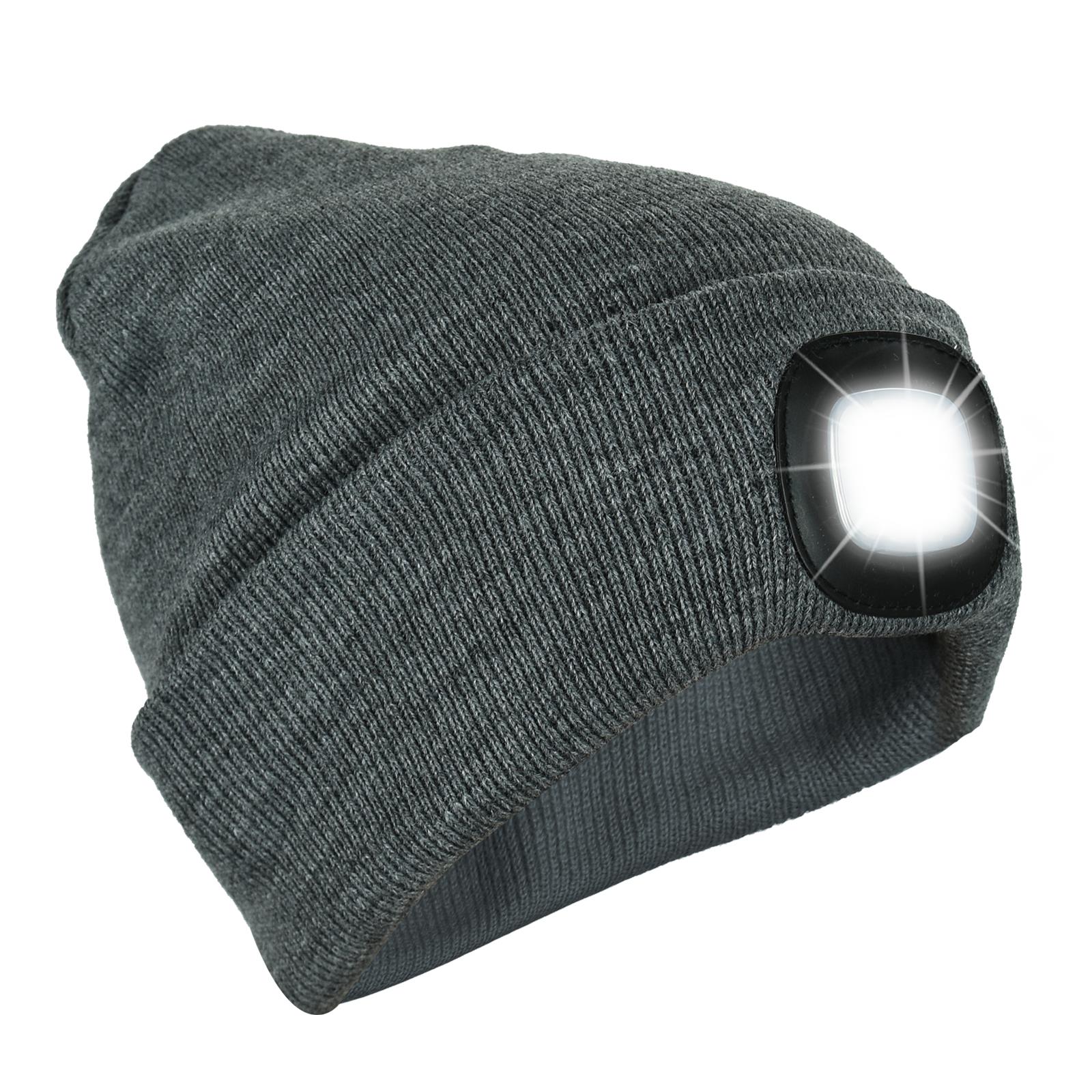Knit Beanie Hat with 4 LED Headlamp - Hands-Free Light Cap for Outdoor Adventures