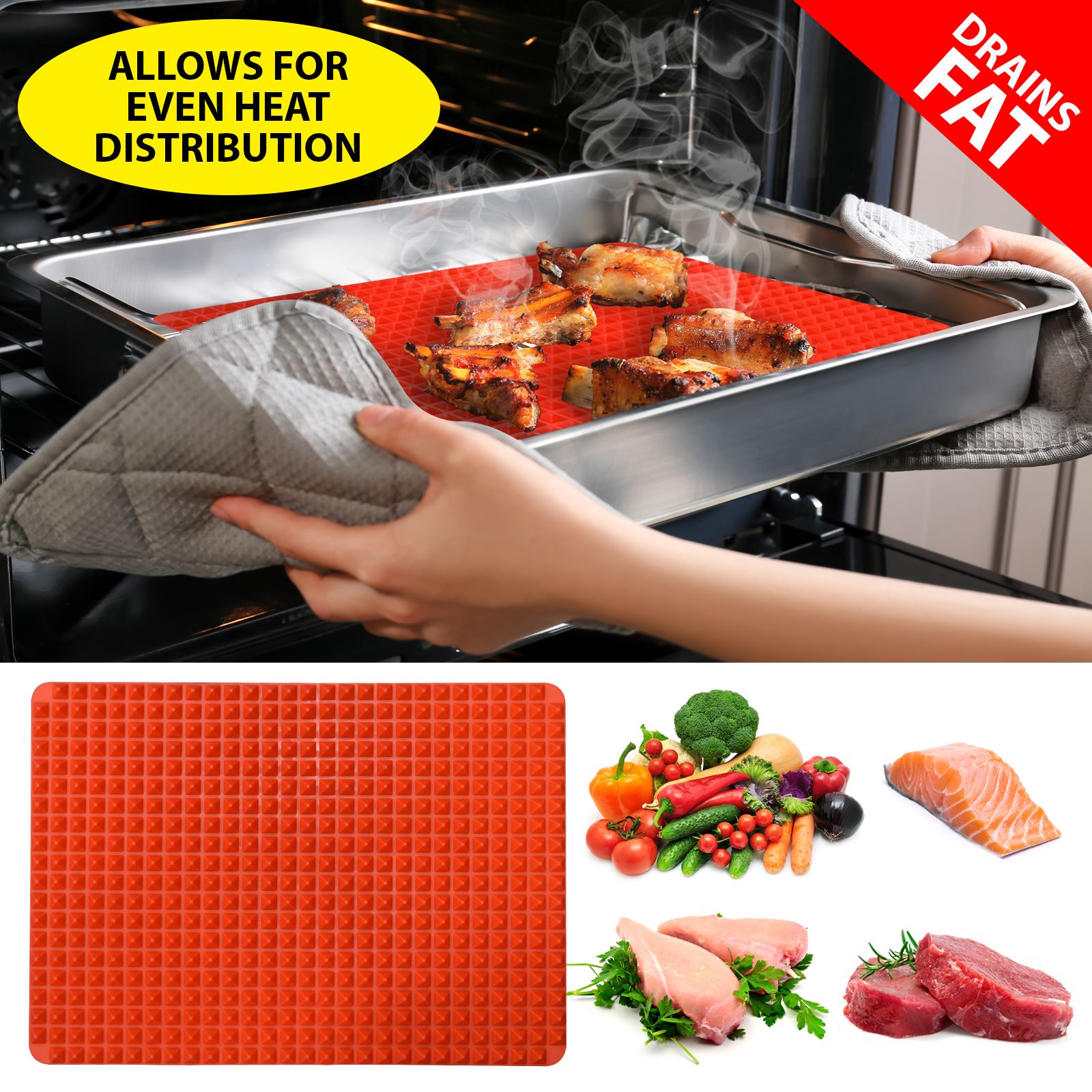 Pyramid Pan Silicone Baking Tray Cooking Mat Non Stick Dishwasher Safe Oven | As-06592 Pyra-48 5060138816572