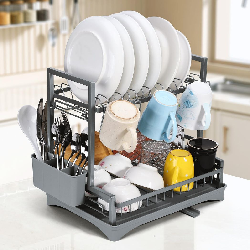 Vinsani 2 Tier Dish Drainer Grey 1010430