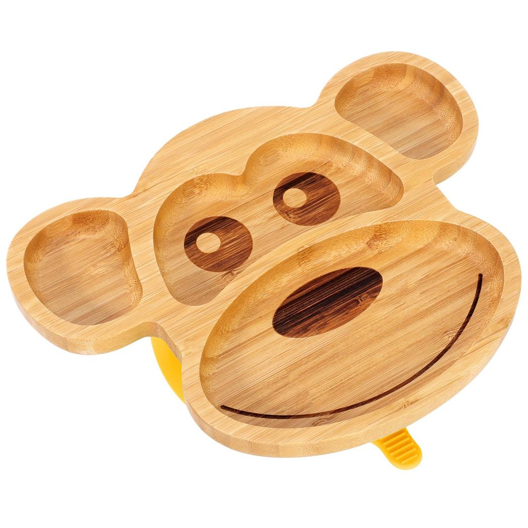 VINSANI Bamboo Kids Plate, Bowl & Spoon Set - 4-Section Suction Dining Solution - Picture 3 of 16