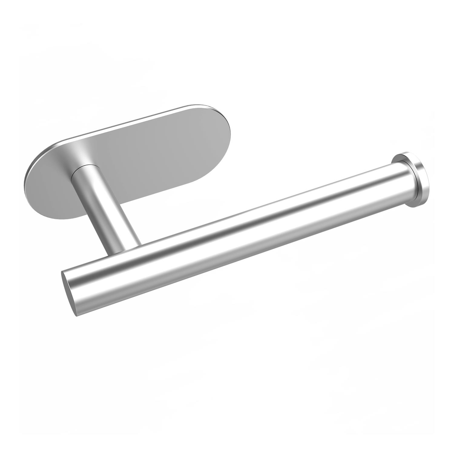 Vinsani 1pk Toilet Roll Dispenser Self Adhesive Brush Silver 1010070