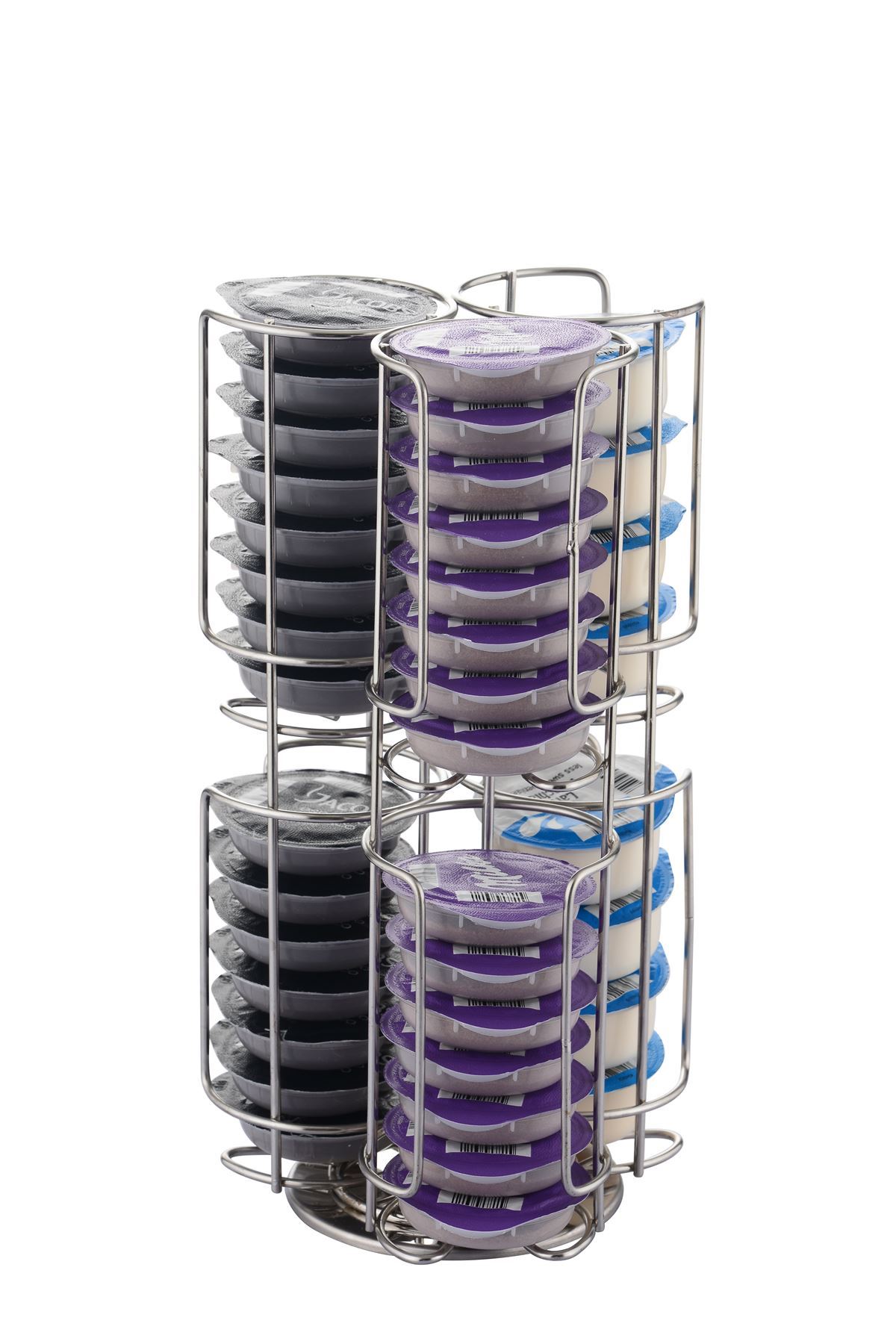 Tassimo 48 Pod 3 Tower (6 Section) Chrome Coffee Capsule Revolving Holder Stand