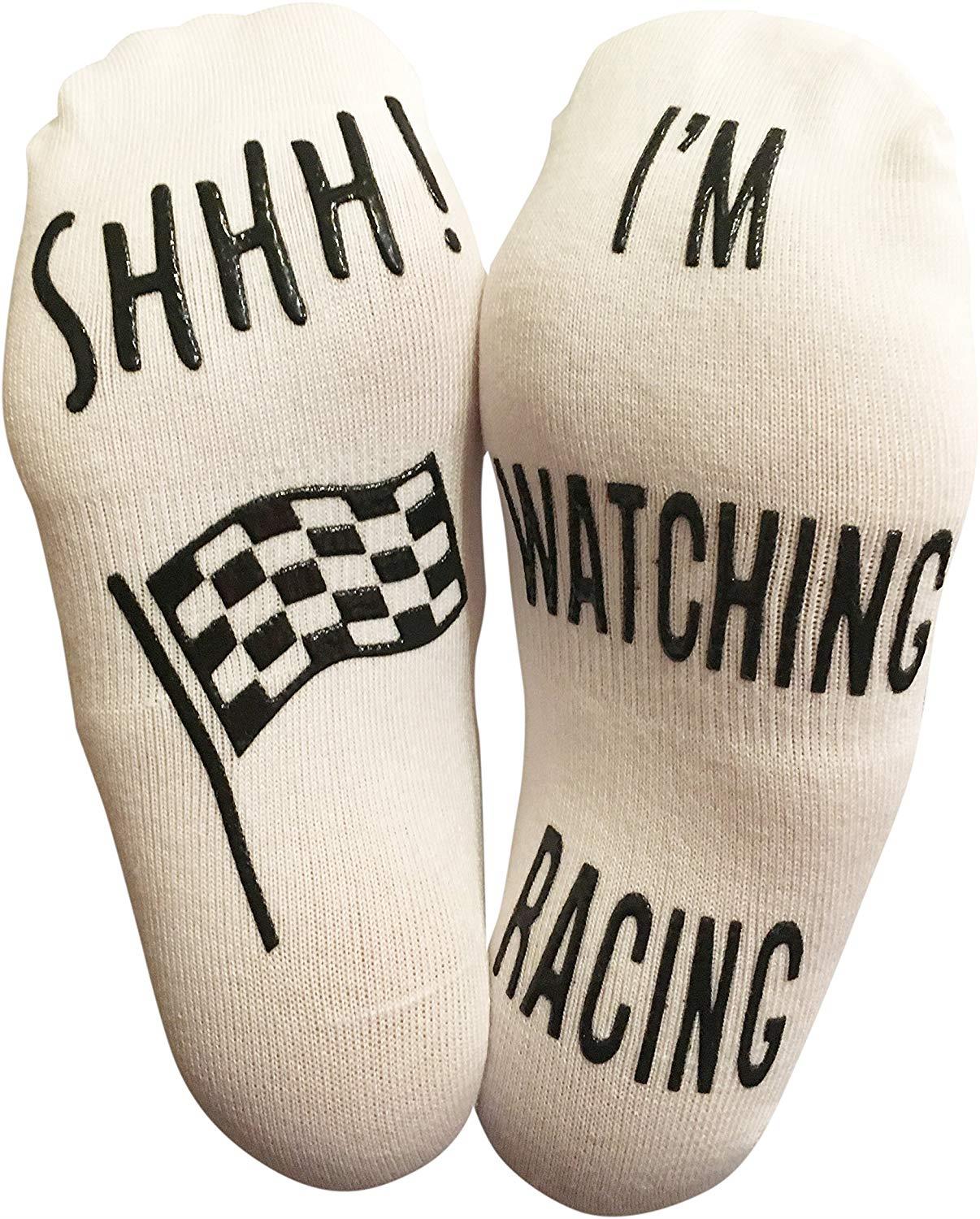 Vinsani White I'M Watching Racing Socks 0009597