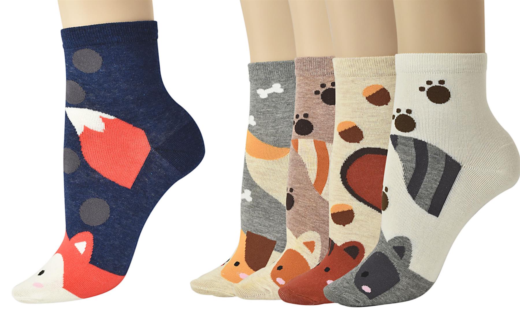 Vinsani 5pk Dog Face Socks 0009585