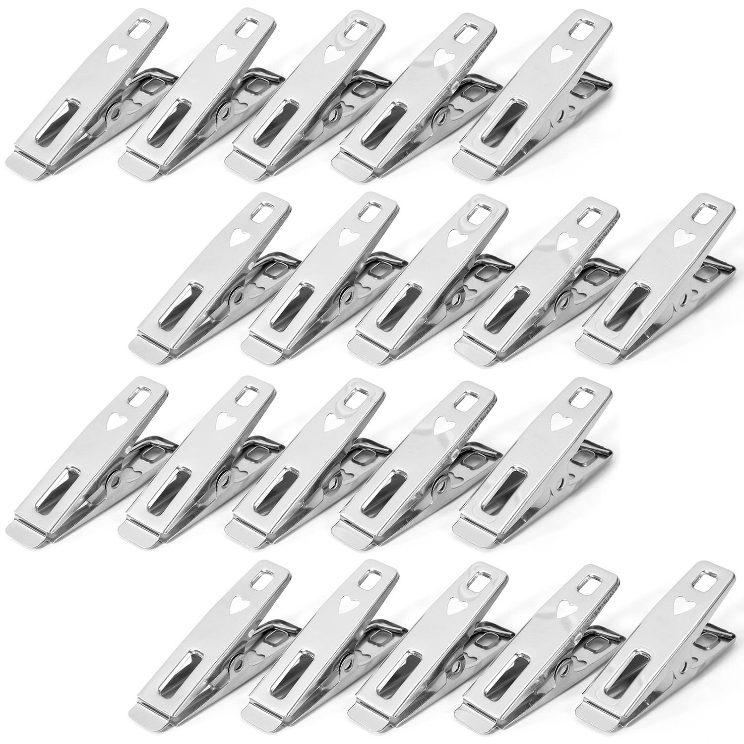 Vinsani ® Laundry Clothes Pegs Stainless Steel Spring-Loaded Metal  Clip Strong Grip And Windproof Laundry Pegs Quality Non-Slip Clothes Pins For Home And Garden Pack Of 20 