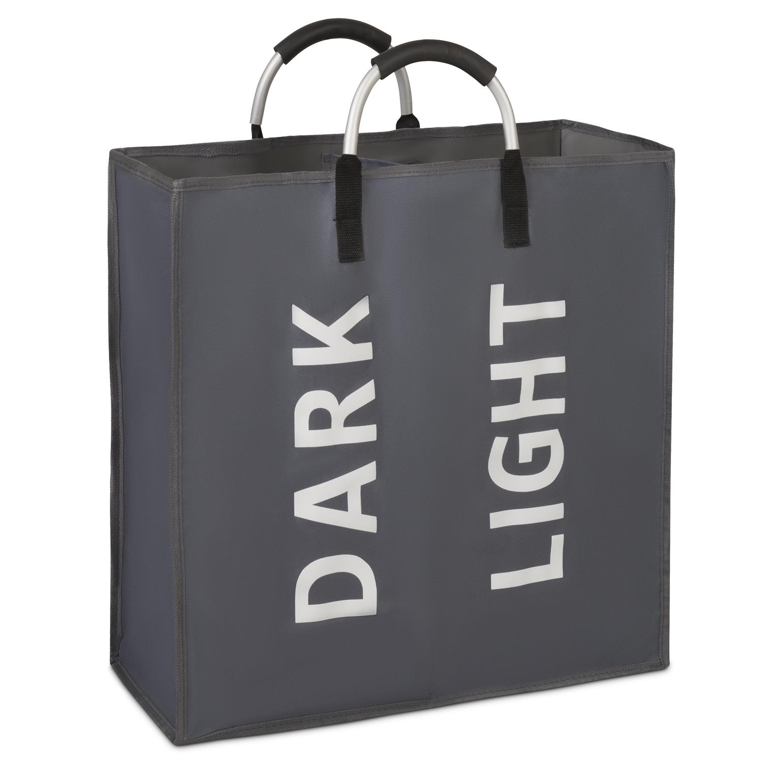 Vinsani Double Collapsible Washing Laundry Basket Bag (3 Colors) For Bedroom, Fabric (Dark Grey)