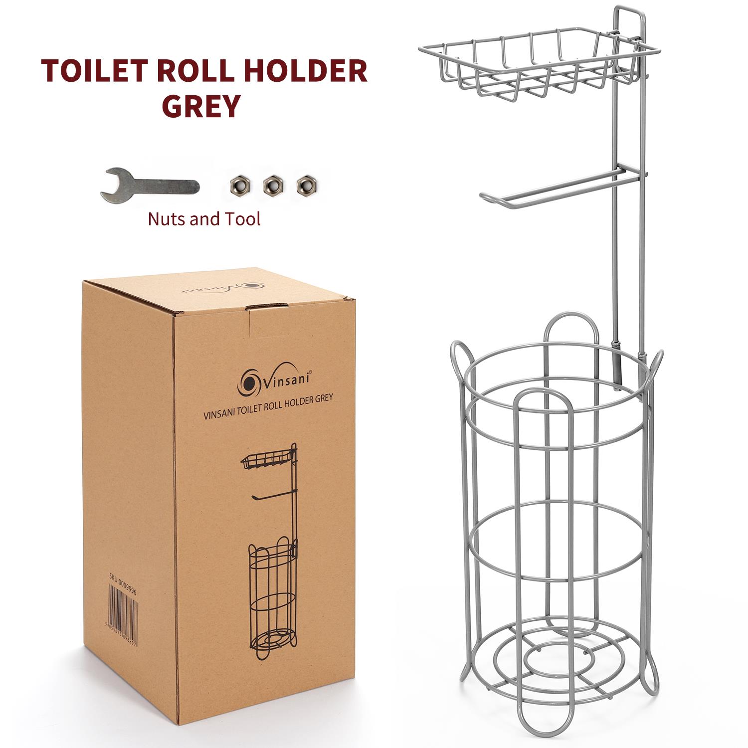 Vinsani Toilet Roll Holder Grey 0009996