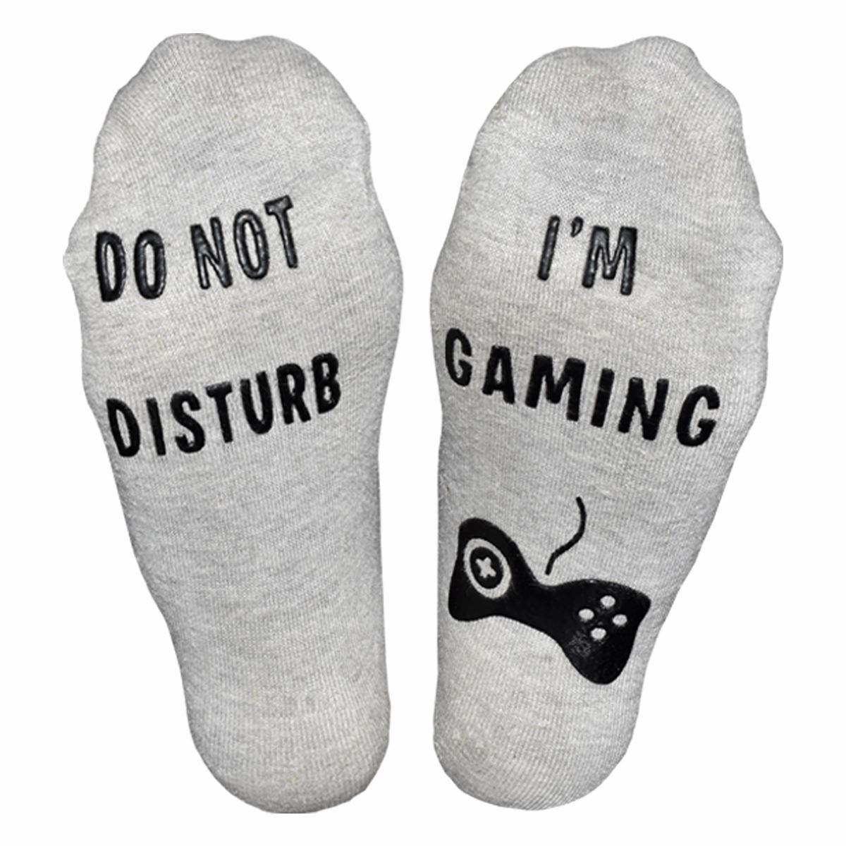 Vinsani 'Do Not Disturb, I'M Gaming' Funny Ankle Gamer Socks - Grey