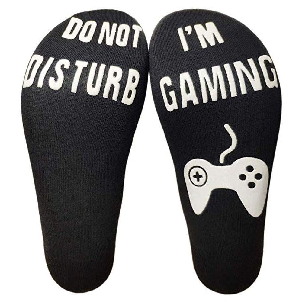 Vinsani 'Do Not Disturb, I'M Gaming' Funny Ankle Gamer Socks - Black