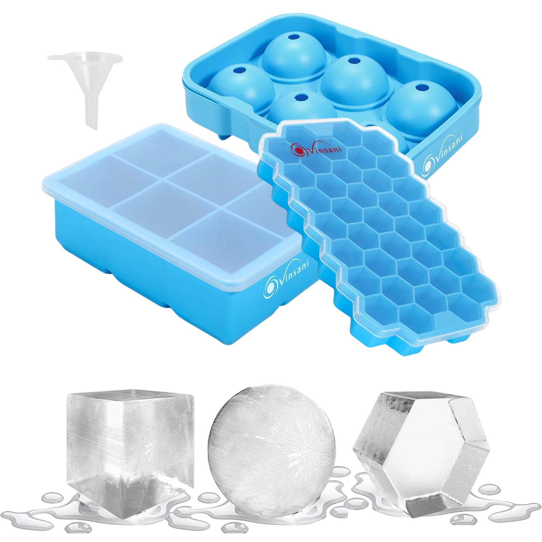 Vinsani 3 Pack Silicone Ice Trays Blue 0000364