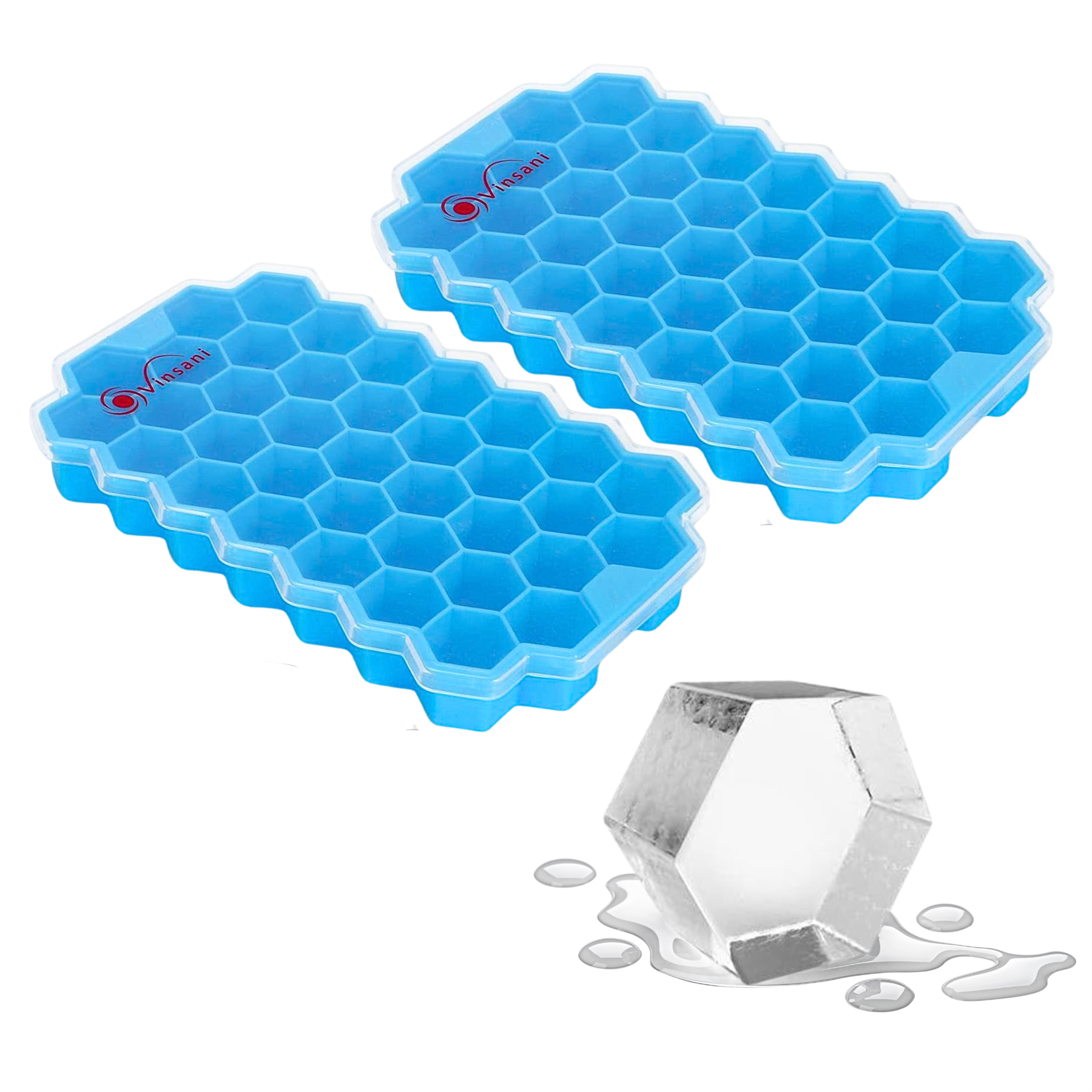 Vinsani 2 Pack Ice Cube Tray Hexagon Blue 0000360