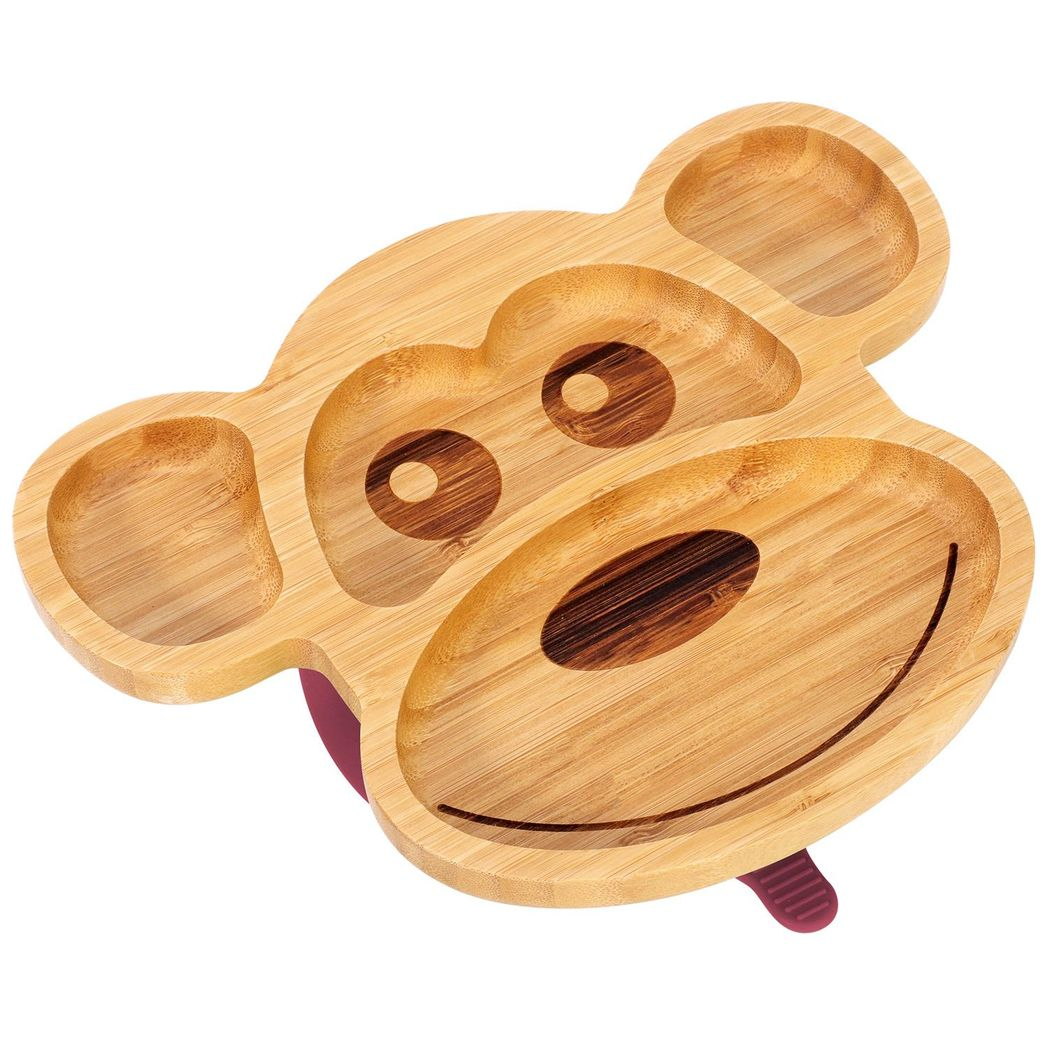 VINSANI Bamboo Kids Plate, Bowl & Spoon Set - 4-Section Suction Dining Solution - Picture 15 of 16