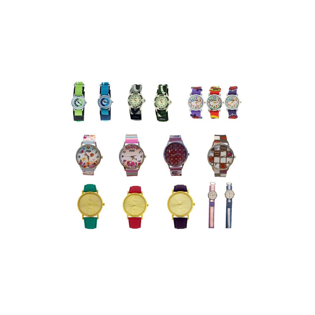 Relda Ladies/Boys/Girls Analogue Silicone Nylon Strap 12 Mix Watches Relx12