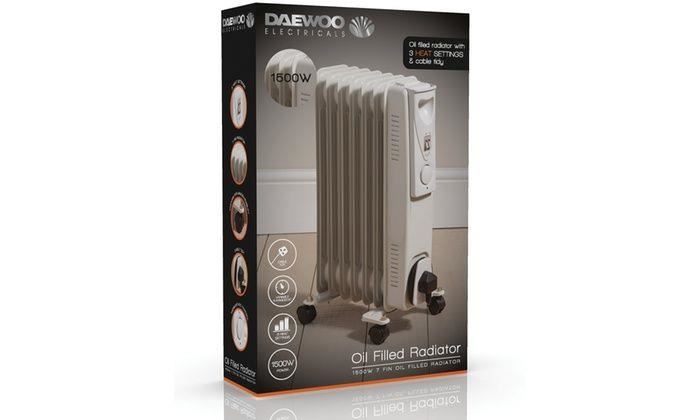 Daewoo 5 Fin 1000w Oil Filled Radiator Portable Heater