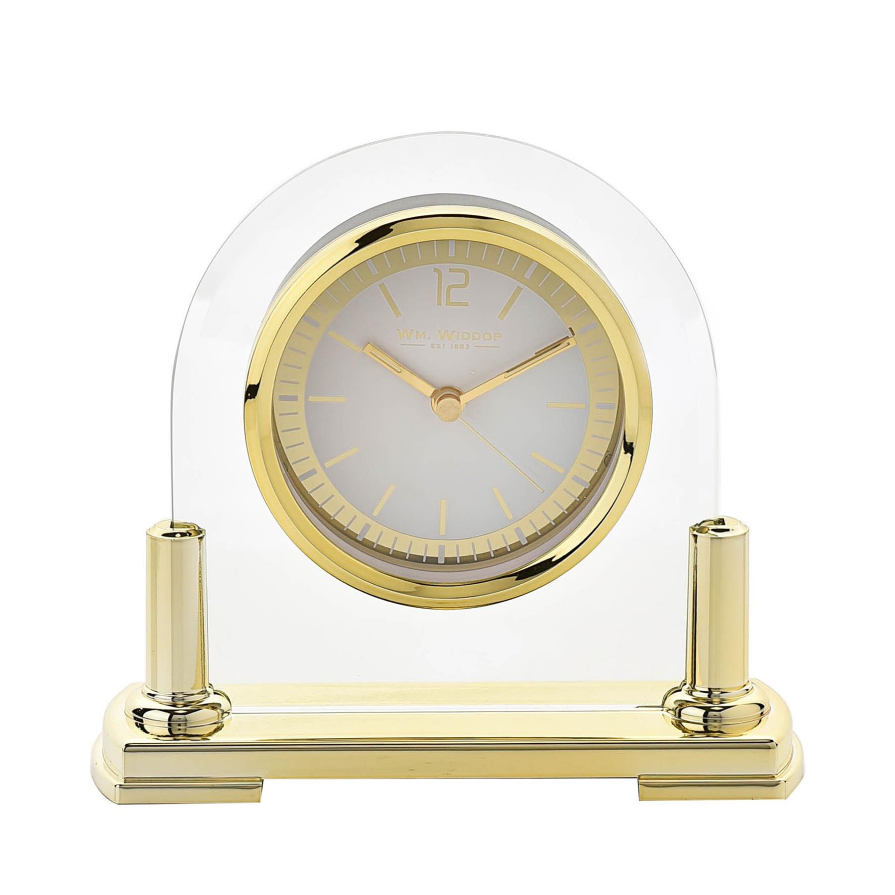 Widdop Glass Mantel Clock Two-Tone Dial Gold Stand