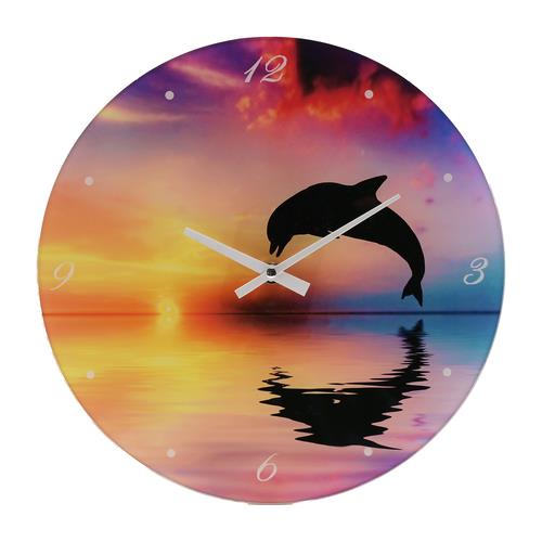 WIDDOP 30cm Glass Dolphin Wall Clock