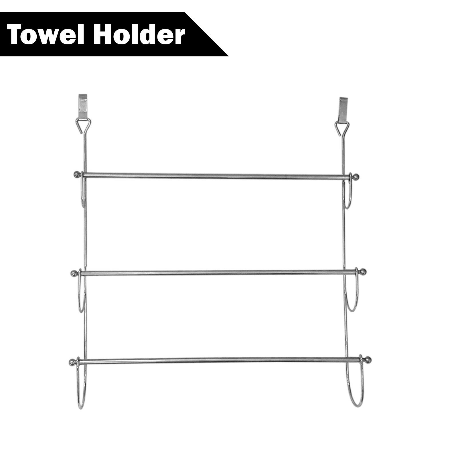 3 Tier Over The Door Towel Rail Hanger-Chrome
