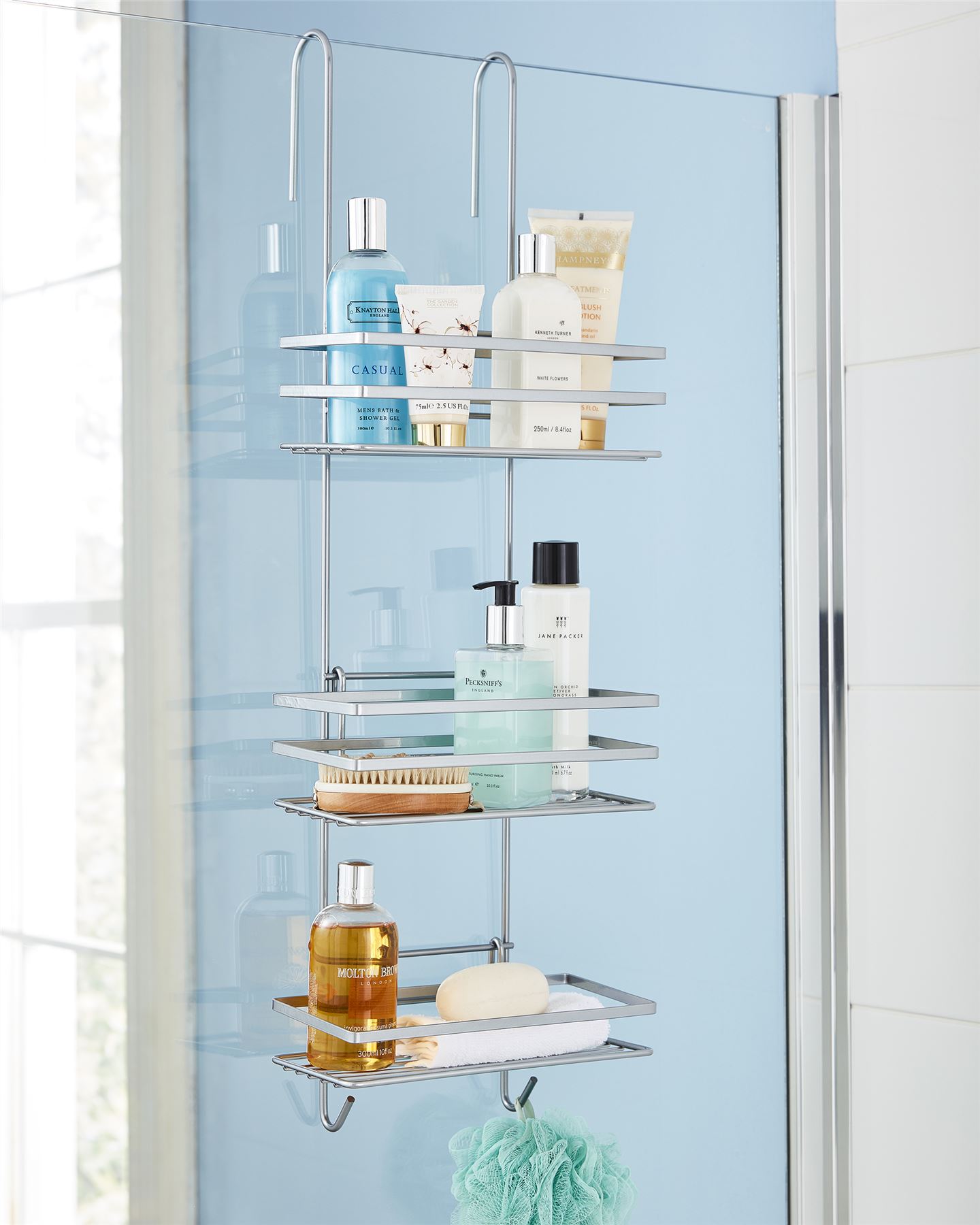3 Tier Non Rust Hanging Shower Caddy Bathroom Organiser In Silver