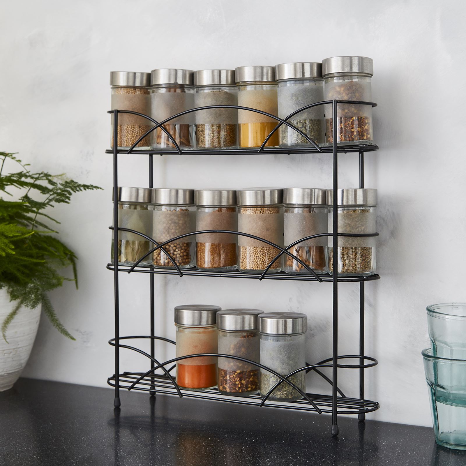 Stylish 3-Tier Chrome Finish Freestanding Kitchen Storage Organizer Spice Rack - Picture 10 of 17