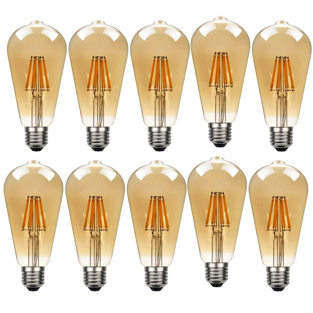 10pack E27 Led Edison Dimmable Vintage Amber Glass Warm White 2700k Light Bulb 