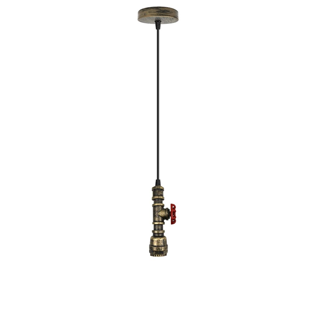 Vintage Industrial Brushed Brass Metal Pendant Pipe Light E27 Adjustable Cable 