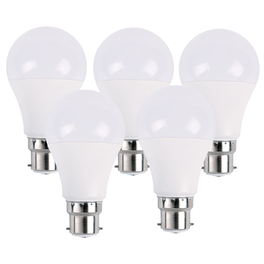 B22 12w Energy Saving Warm White Led Light Bulbs A60 B22 Screw-In Non Dimmable Bulbs-Pack 5