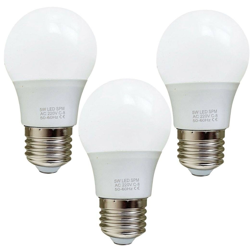 E27 5w Energy Saving Warm White Led Light Bulbs A60 E27 Screw-In Non Dimmable Bulbs-Pack 3