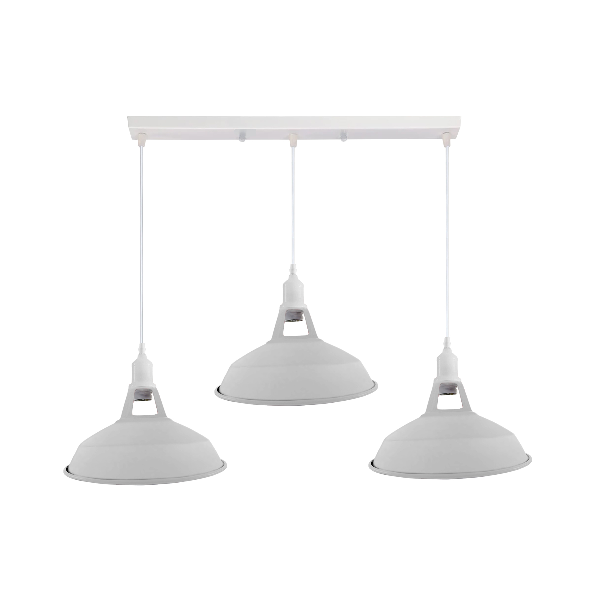 Industrial Vintage Loft Kitchen Bar 3 Lights Ceiling Barn-Slotted Metal E27 White Without Bulb 