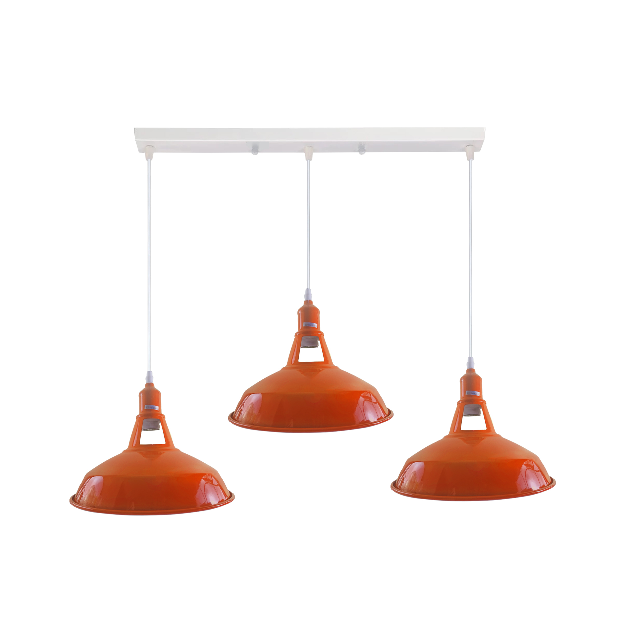 Industrial Vintage Loft Kitchen Bar 3 Lights Ceiling Barn-Slotted Metal E27 White, Orange Without Bulb 