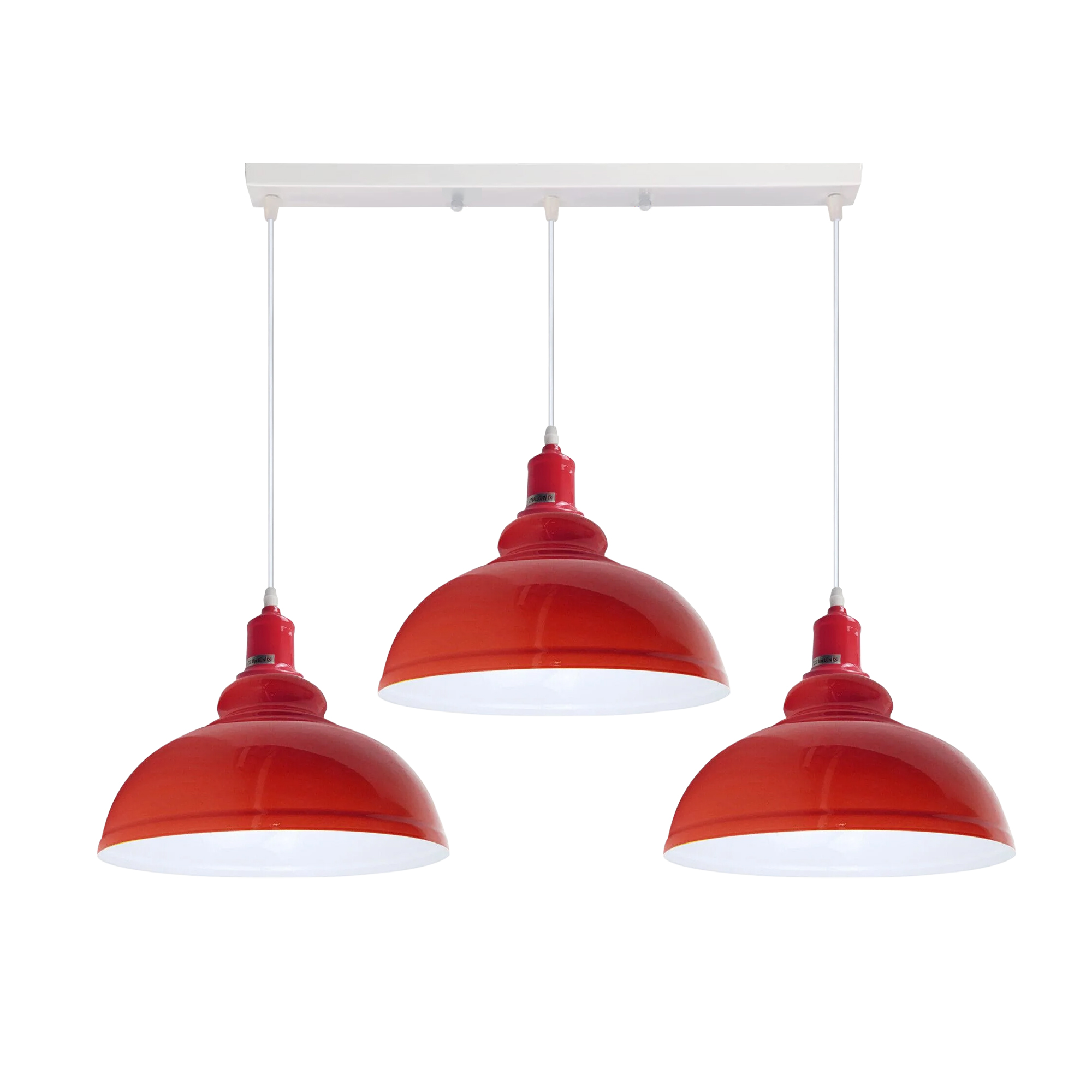 Industrial Vintage Loft Kitchen Bar 3 Lights Fittings Ceiling Curvy Metal E27 Red, White With Bulb 