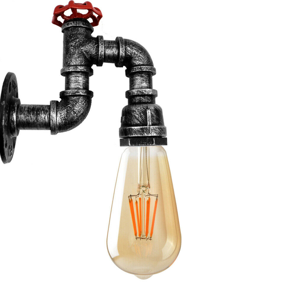 Vintage Industrial Water Pipe Lamp Retro Light Steampunk Wall Sconce 