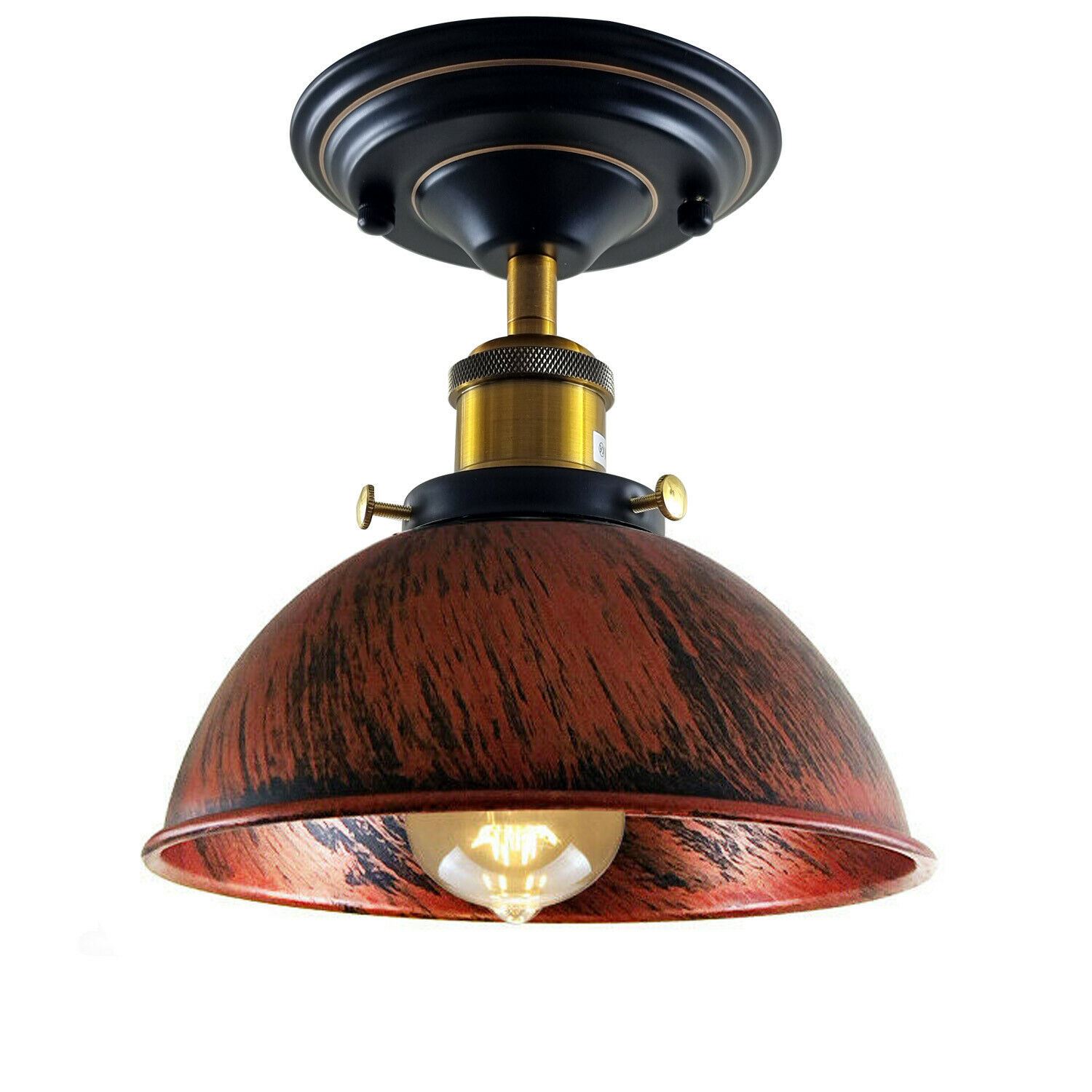 Industrial Retro Light Shade Flush Mount Fitting Modern Rustic Red Ceiling Light 