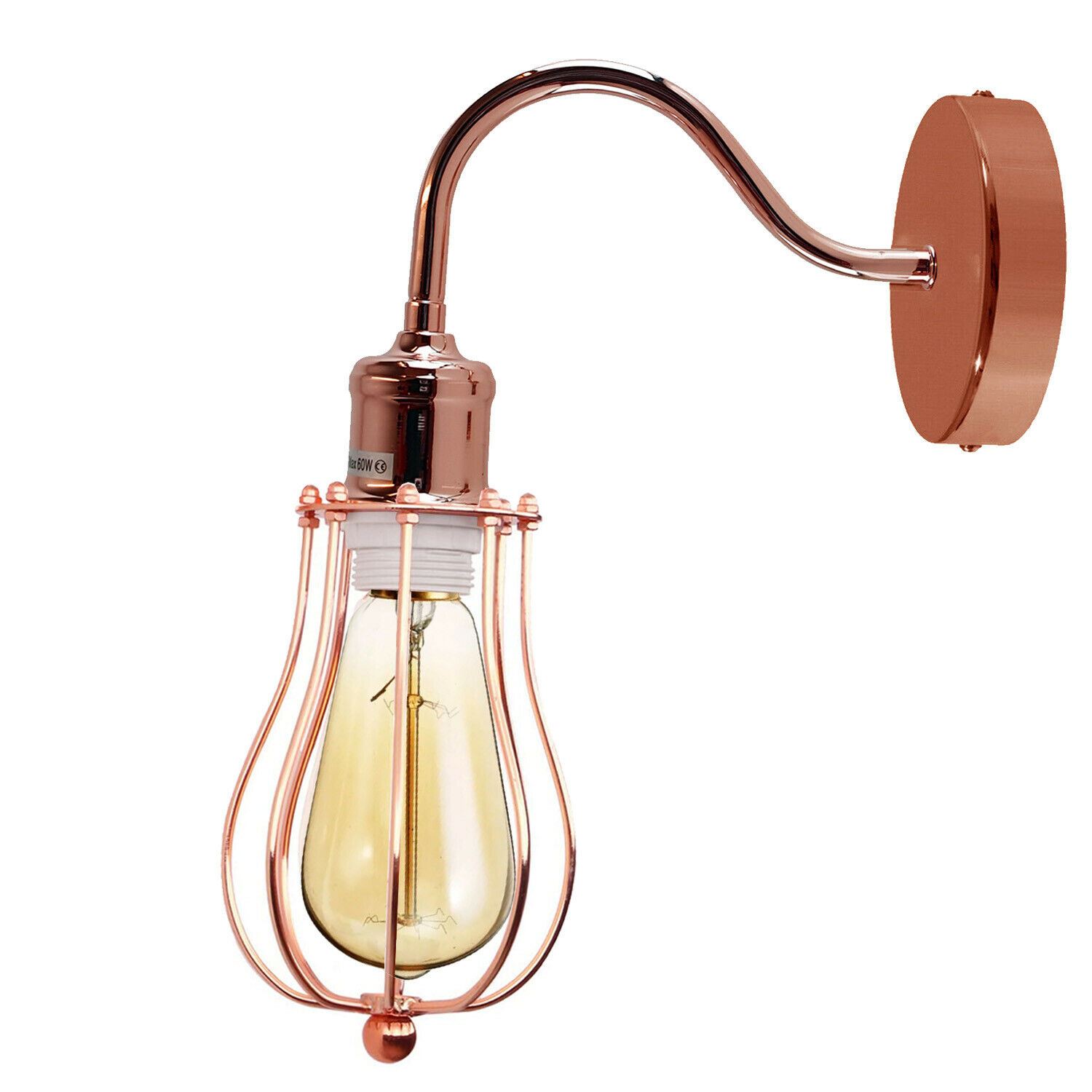Modern Industrial Wall Mounted Light Indoor Rustic Sconce Lamp Fixture Metal Balloon Cage Shade 