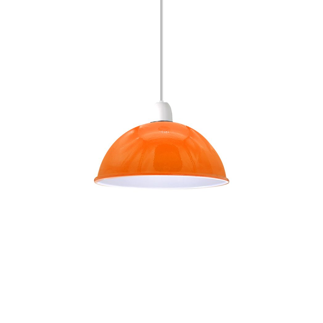 Vintage Orange Industrial Easy Fit Dome Shaped Lamp Shade Ceiling, Pendant, Wall Light Metal E27 Light Fitting 60w  