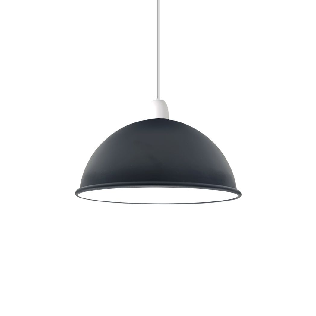 Vintage Black Inner White Industrial Easy Fit Dome Shaped Lamp Shade, Pendant, Wall Light Metal E27 Light Fitting 60w 