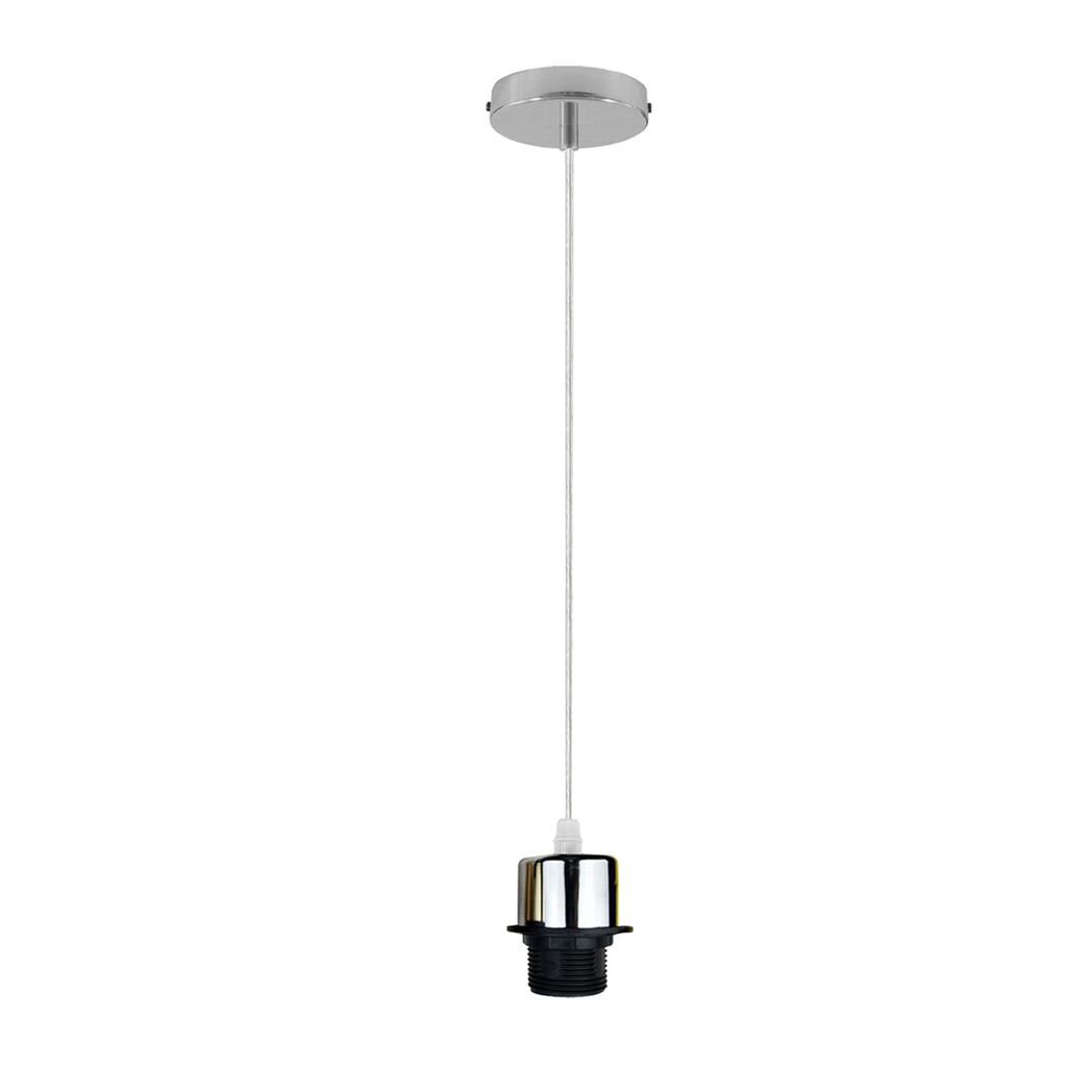 Industrial Chrome Pendant Light Fitting, Lampshade Addable E27 Lamp Holder E27 Uk Holder Fitting Set With Pvc Cable. 