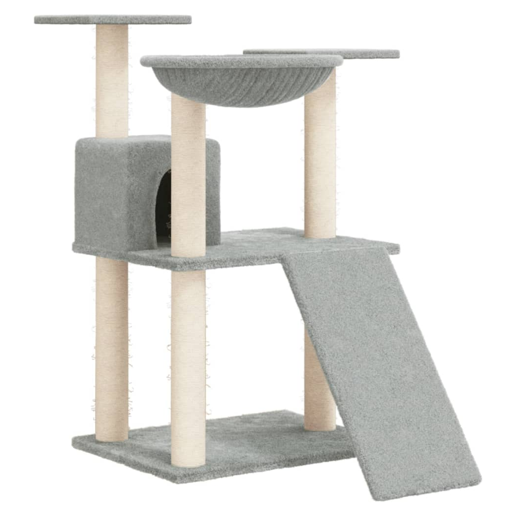vidaXL Cat Tree 83cm – Cream Scratching Post Tower with Sisal, Activity Centre - Picture 12 of 20
