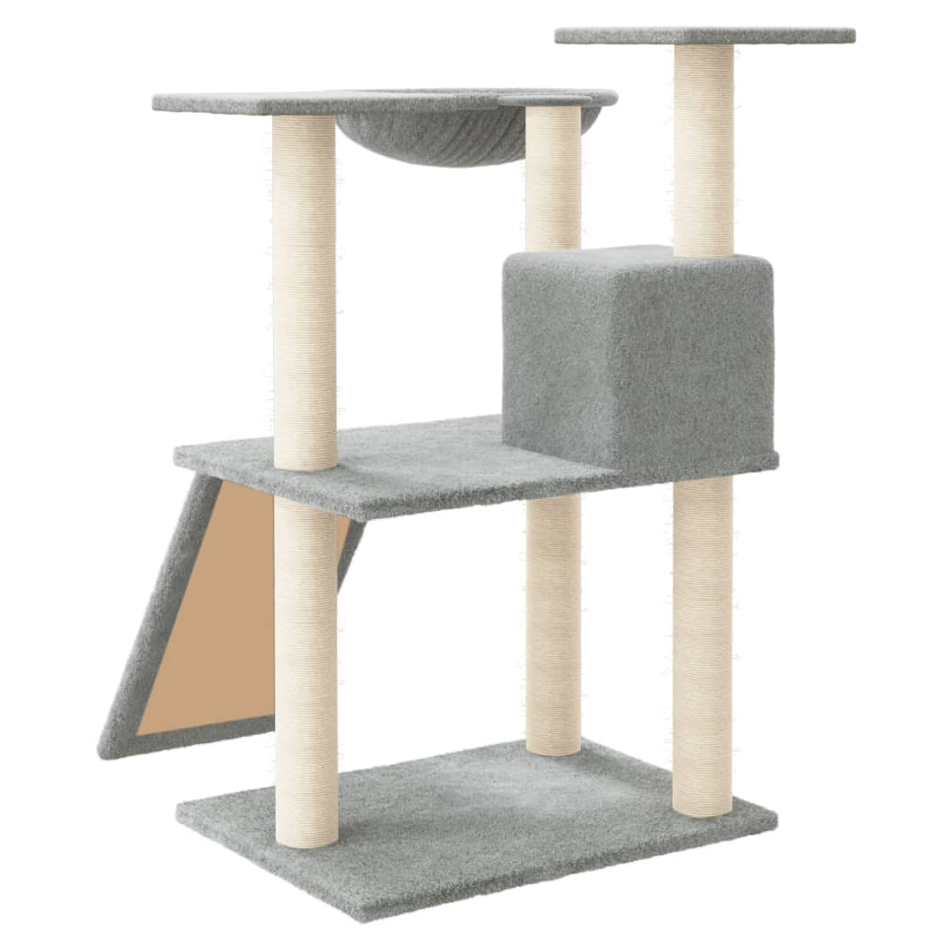 vidaXL Cat Tree 83cm – Cream Scratching Post Tower with Sisal, Activity Centre - Picture 15 of 20