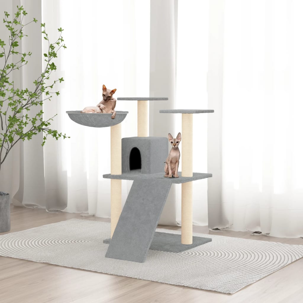 vidaXL Cat Tree 83cm – Cream Scratching Post Tower with Sisal, Activity Centre - Picture 11 of 20