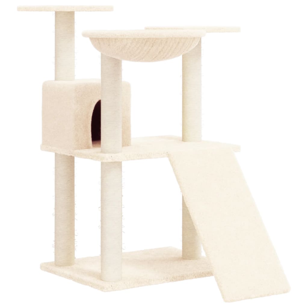 vidaXL Cat Tree 83cm – Cream Scratching Post Tower with Sisal, Activity Centre - Picture 17 of 20