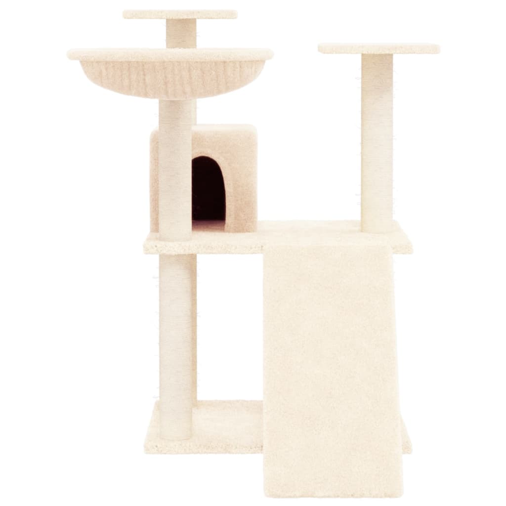 vidaXL Cat Tree 83cm – Cream Scratching Post Tower with Sisal, Activity Centre - Picture 18 of 20