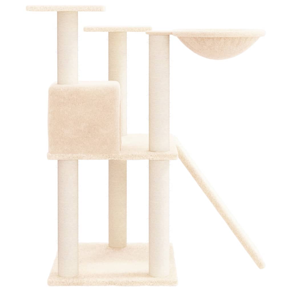 vidaXL Cat Tree 83cm – Cream Scratching Post Tower with Sisal, Activity Centre - Picture 19 of 20