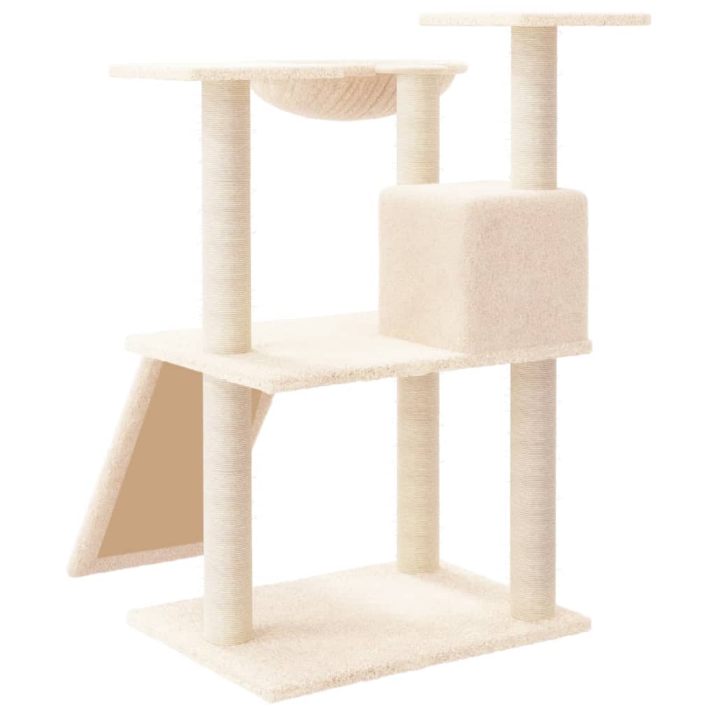 vidaXL Cat Tree 83cm – Cream Scratching Post Tower with Sisal, Activity Centre - Picture 20 of 20